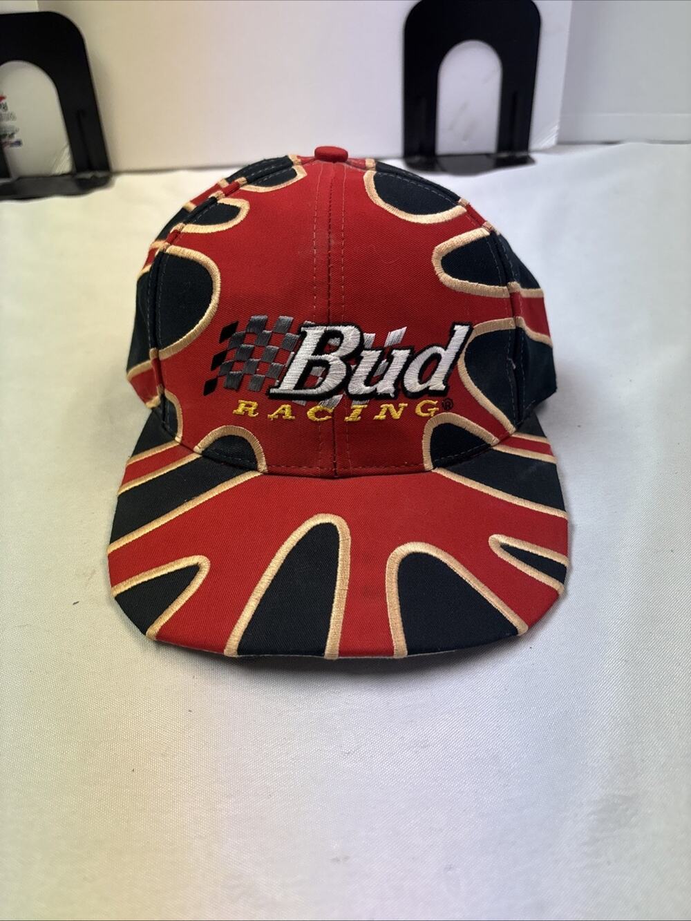 Vintage Budweiser Racing Starter Hat Adjustable Splat Design Rare Vintage